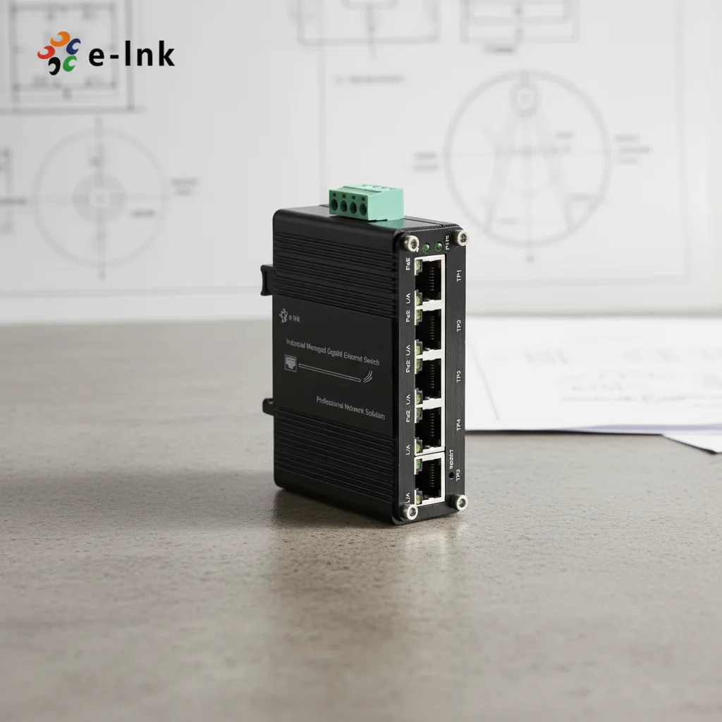 DIN-Rail / Wall-mount Industrial Gigabit Managed PoE Switch with 5 Ports 12~48V Network SNMP Function IP40