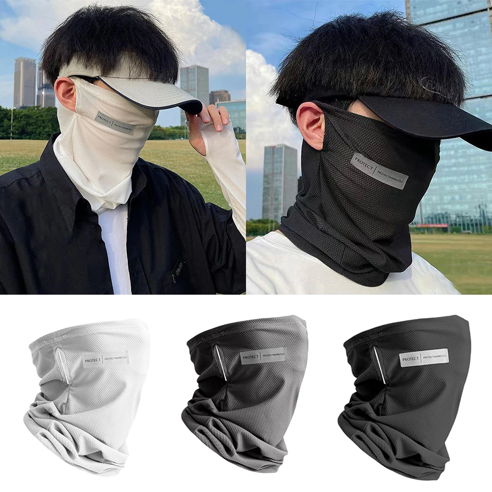 1PC Maska anty-UV Osłona twarzy fro Men Unsiex Cycling Sunscreen Ice Silk Face Mask Sun Protection Mesh Face Cover Neck Wrap Summer