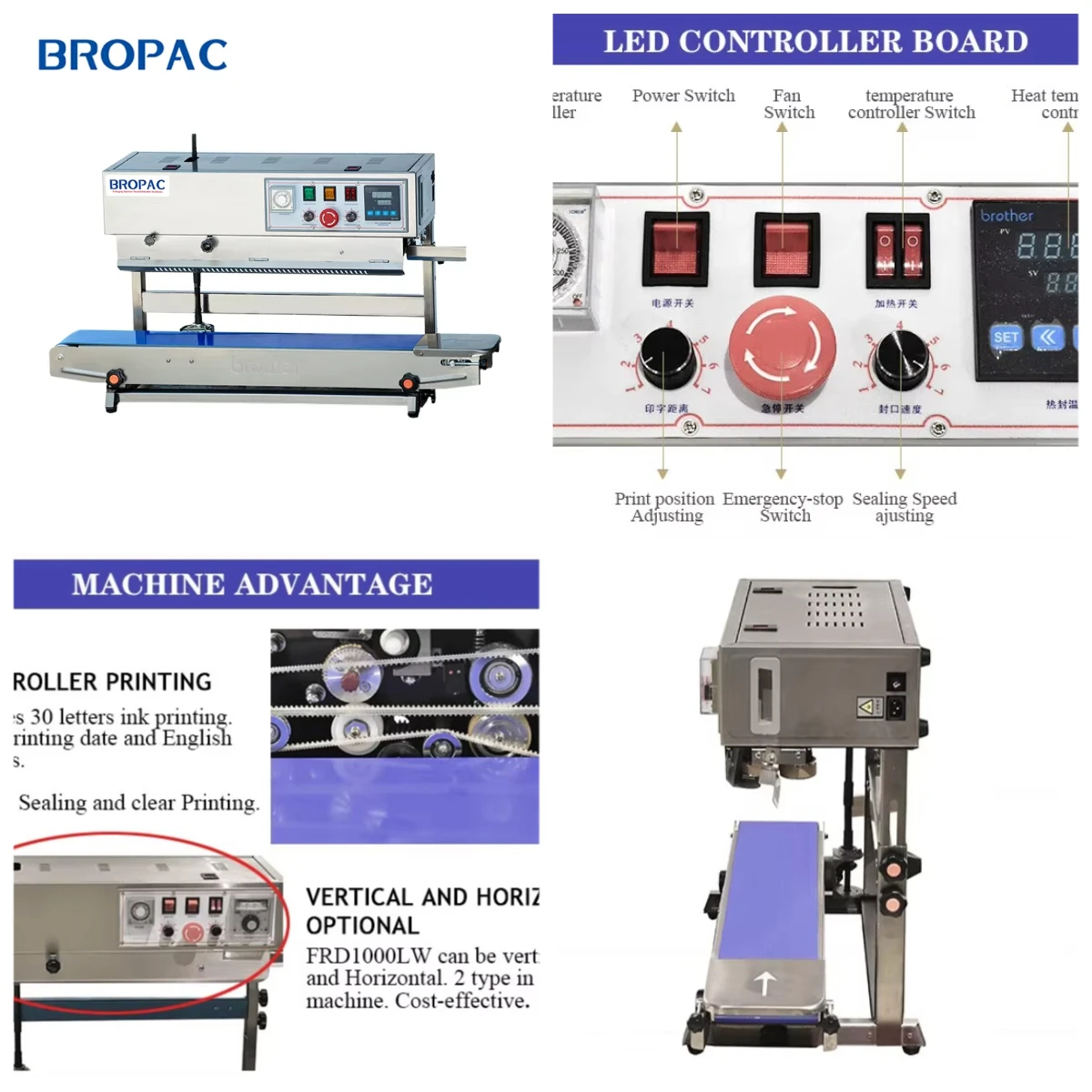 

STPacking Stand Plastic Bag Heat Band Sealer Packing Pouch Sealing Machine FRD1000LW Horizontal 2 in 1 Plastic Packaging