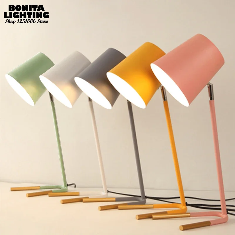 

Nordic Simplistic Macaron Color Reading Table Lamp Living Room Bedside Study Room Creative Design Angle Adjustable LED Desk Lamp