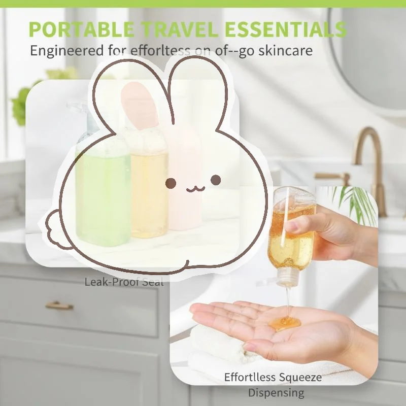 1 Set Empty Shampoo Dispenser 100ml Travel Bottles With Label & Storage Bag Brown Transparent Plastic Bottle Multi-Use Containe