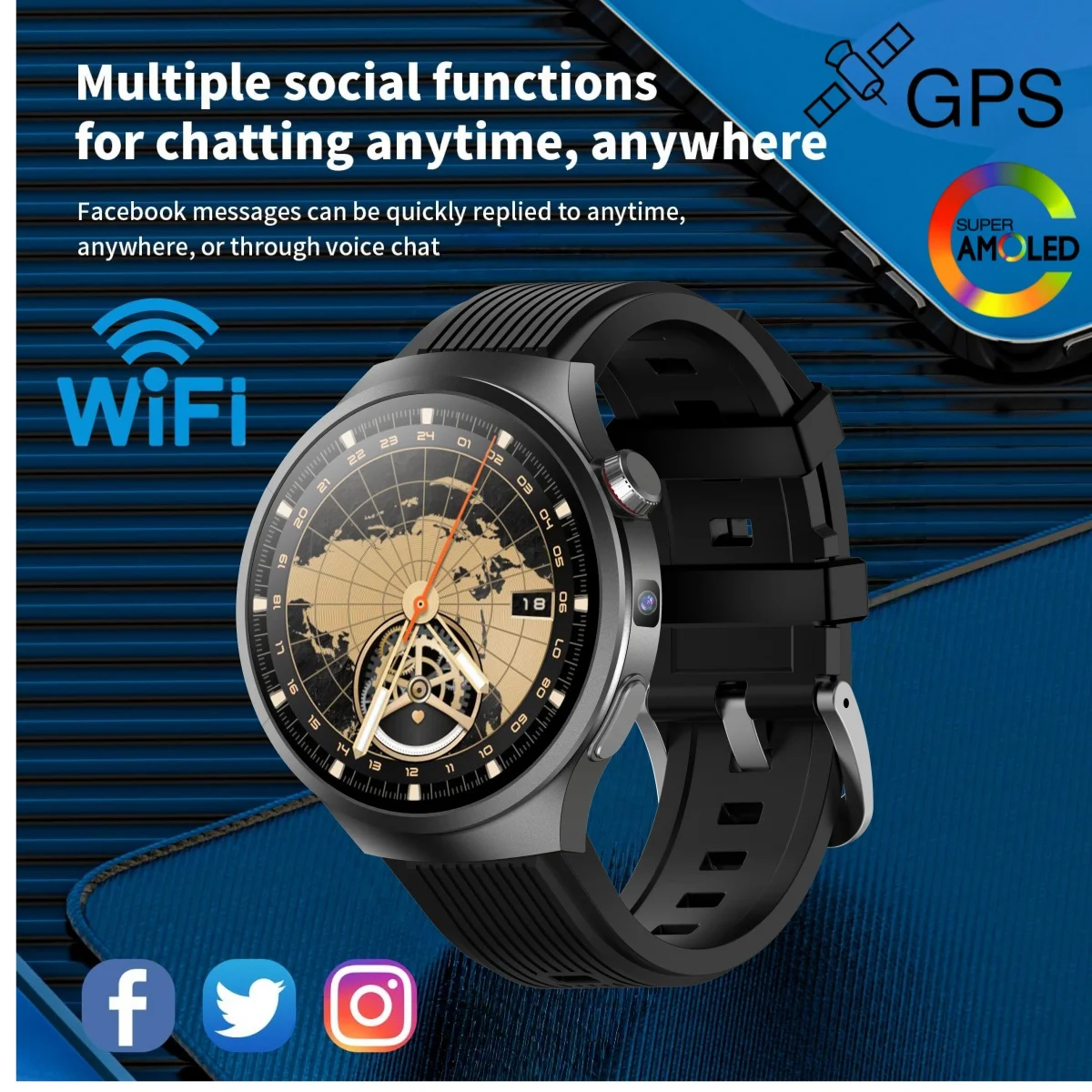 VP30 4G 5G الخلوية ساعة ذكية Smartwatch مع 1.75 بوصة 800 واط HD كاميرا GPS Tiktok Whatsapp App Store مكالمة الفيديو 256 جيجابايت Rom