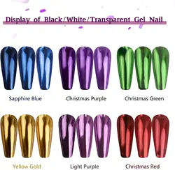1/6Pcs New Year Red Chrome Mirror Nail Powder Shiny Glitter Green Chrome Powder Magic Mirror Effect Powder for Nail Art Decor