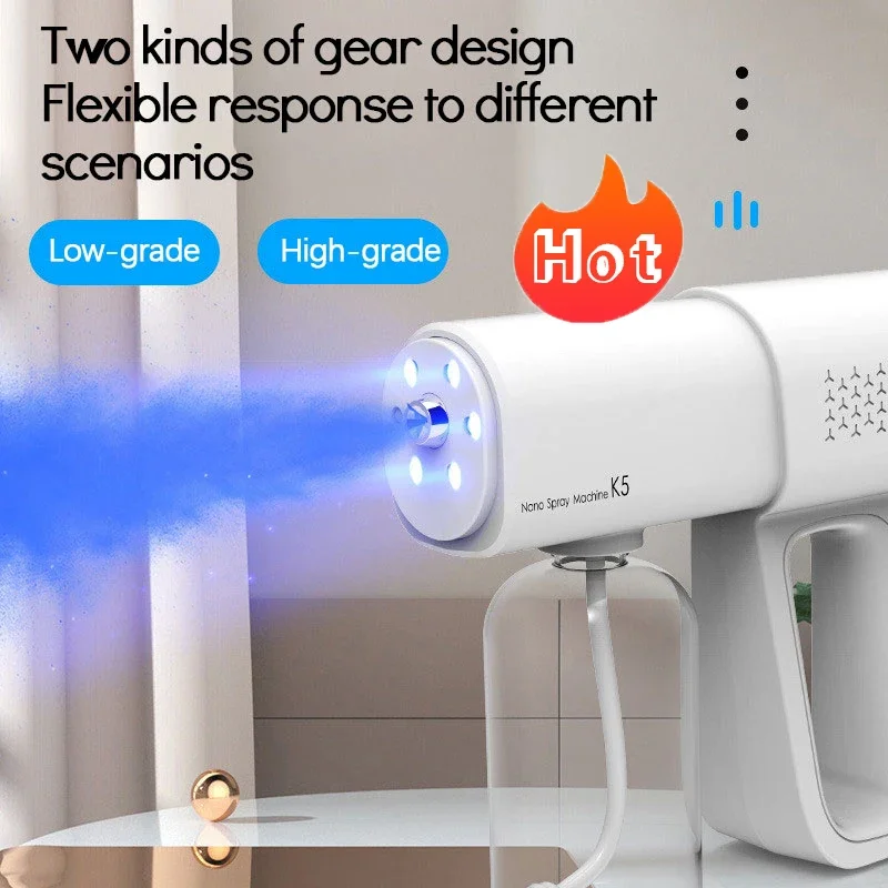 

Newest 380ml Wireless Electric Sanitizer Sprayer USB Nano Blue Light Steam Spray Disinfection Gun Garden Household Atomizer Tool