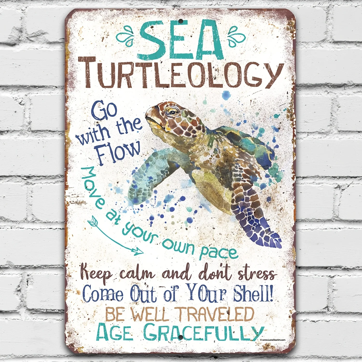 Metal Sign - Sea Turtleology - Durable Turtles Metal Sign - Use Indoor/Outdoor - Great Inspirational Sea Turtle Themed Decor