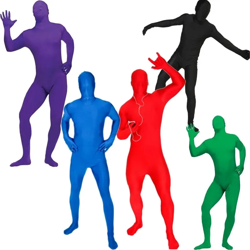 Skin Tight Full Body Zentai Suit Custome Cosplay Adult Bodysuit Women Men Halloween Carnival Cosplay Costume Invisible Onesie