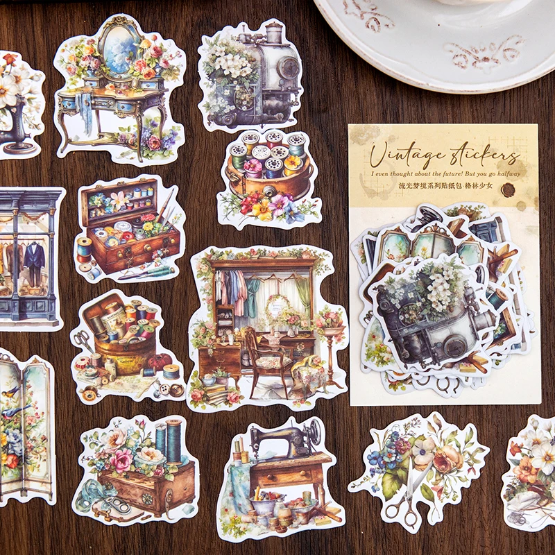 JIANQI 30 pcs Vintage Life small items Stickers Scrapbooking Decorative Stationery Junk Journal DIY Material Arts Deco Stickers