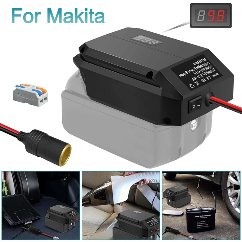 18V to 12V Step Down Converter for Makita 18V Battery Adapter Cigarette Lighter Adapter Power Wheel Adapter Car Refrigerator