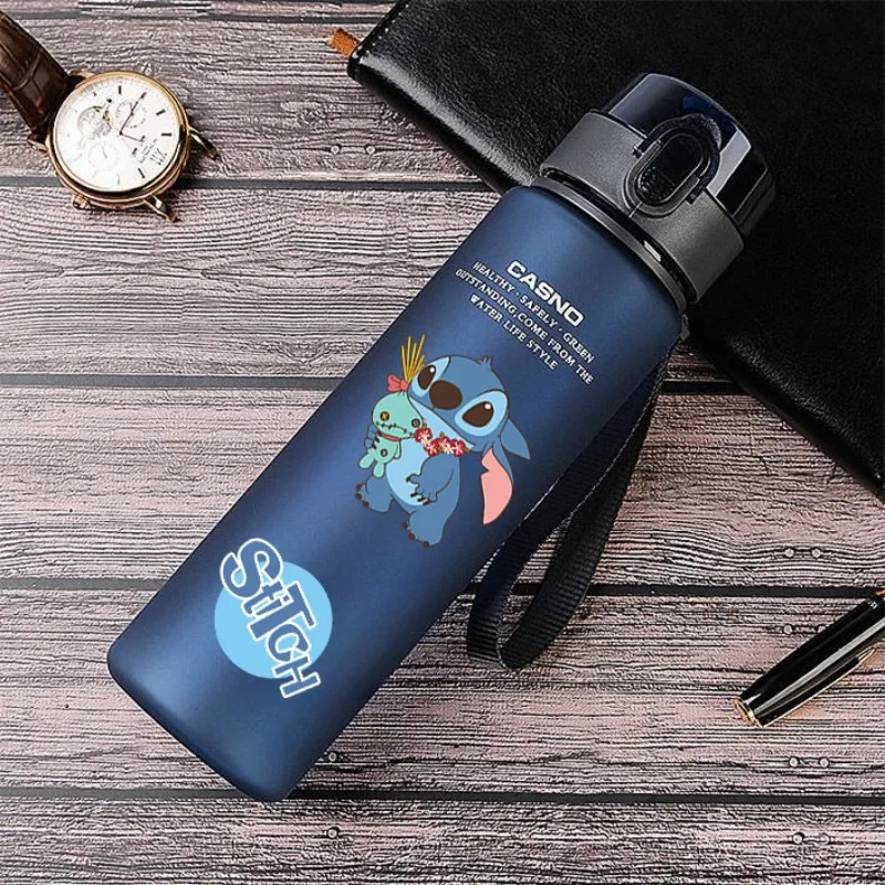 560ml Stitch Fitness Large Capacity Sports Portable Cup Drop-Proof and Portable Plastic Water Bottle Kettle Cartoon Child Gift