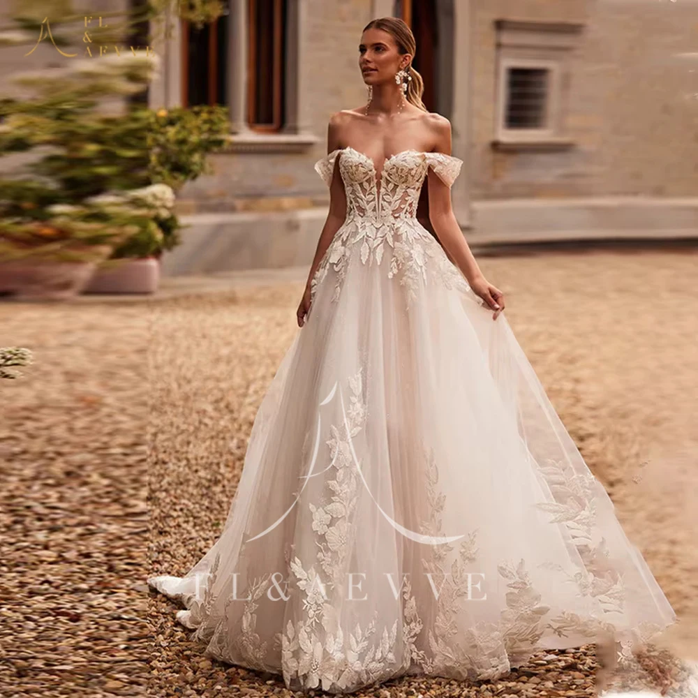 فستان زفاف FL&AEVVE مكشوف الكتفين مزين بثوب العروس مخصص للحفلات الرسمية فيستدوس دي نوفيا #1