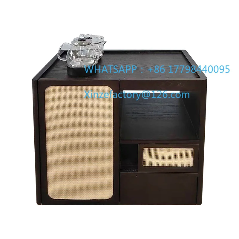

Customizable wood tea cabinet living room sofa side
