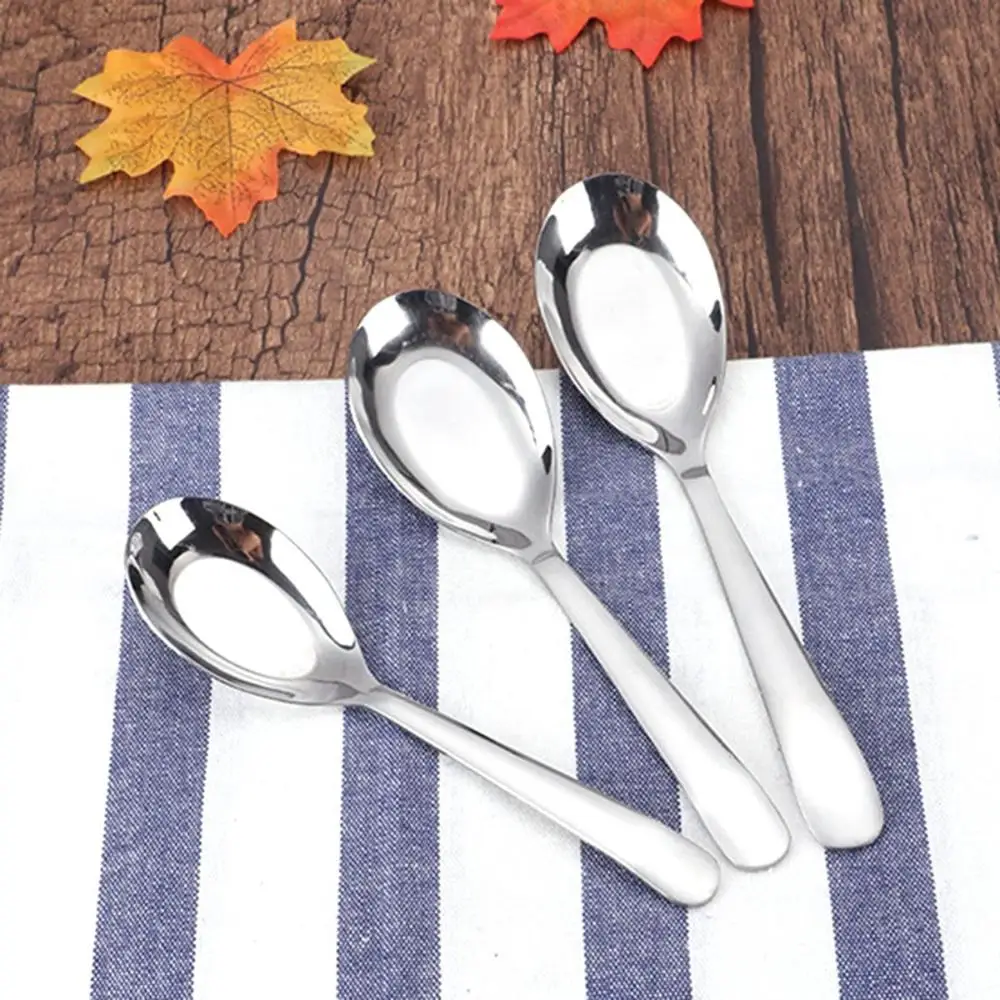 

Stainless Steel Soup Spoon Chinese Stainless Steel Children's Rice Spoon Flat Spoon Kitchen Tableware