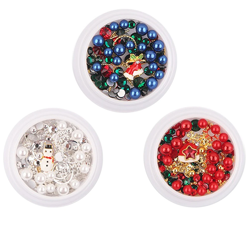 

Snowflake Nail Accessories 3 Boxes Christmas Decor Stickers Glitter Patch Alloy Tips DIY Manicure Gifts Beautiful Patterns