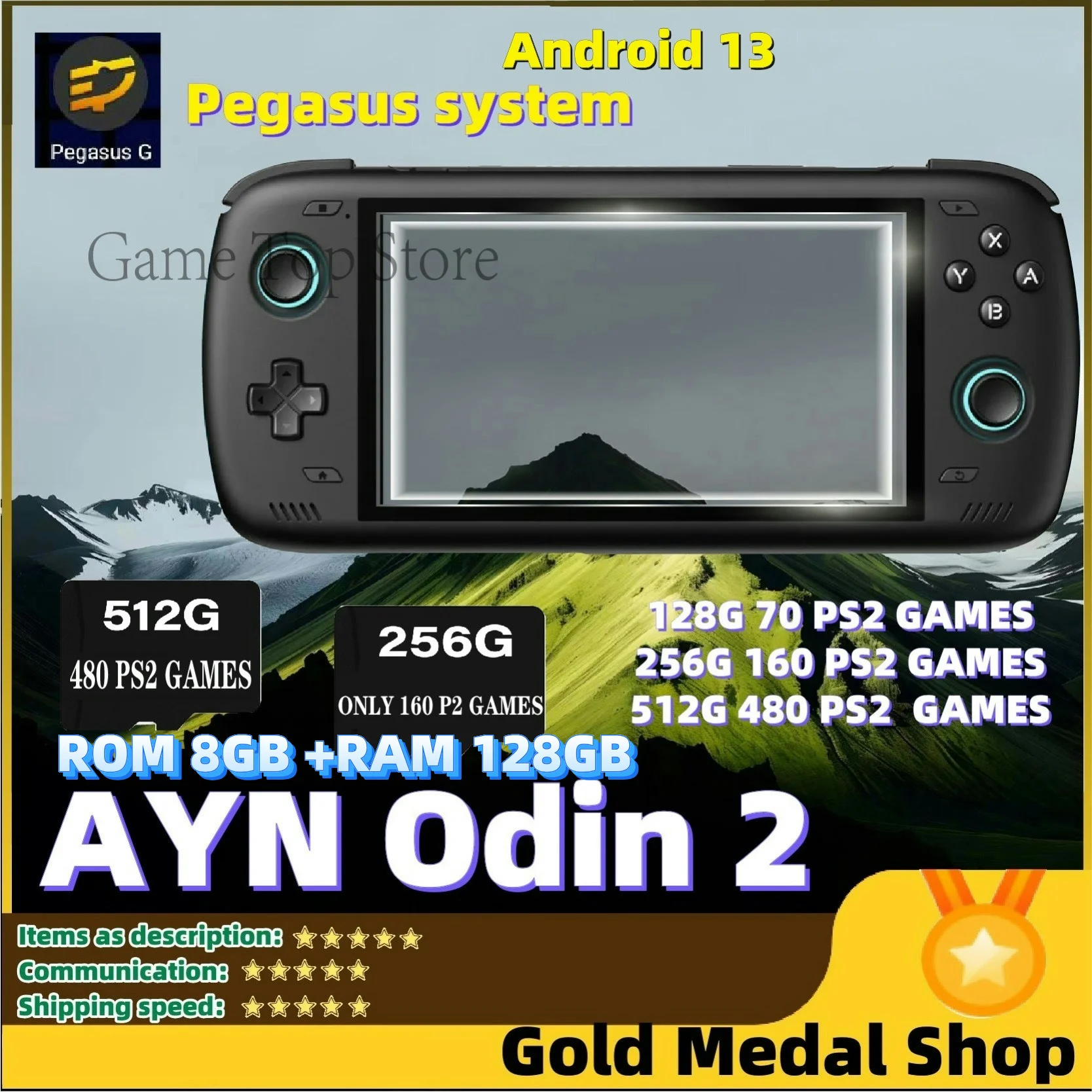 

Ayn Odin 2 pro Odin 2 Handheld Game Console 6" IPS Screen 8G+128G Android13 512G Bluetooth Portable Console PSP ps2 IPS LCD Sc