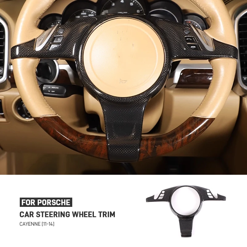 

For Porsche Cayenne 2011-2014 Panamera 2011-2016 Real Carbon Fiber Car Steering Wheel Panel Frame Cover Trim Sticker Accessories