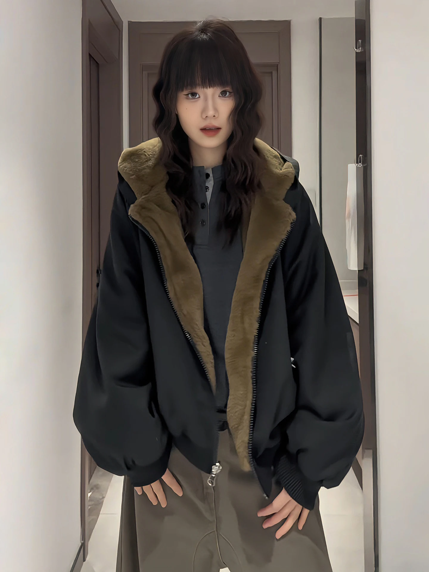 

Мужская двусторонняя одежда Jaet с капюшоном на подкладке Fce Winter Thi Теплое хлопковое пальто для пар Lazy American ort Sle Jaet Co...