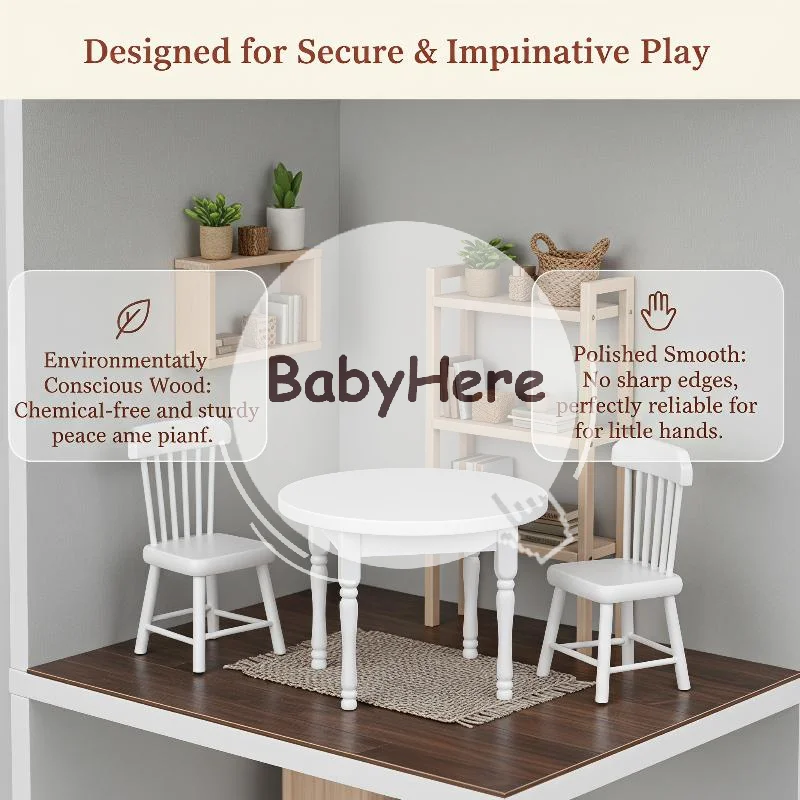 1:12 Scale Mini Dollhouse Dining Table Chair Set 1/3Pcs Wooden Miniature Furniture for DIY Dollhouse Ornament Kids Role Play Toy