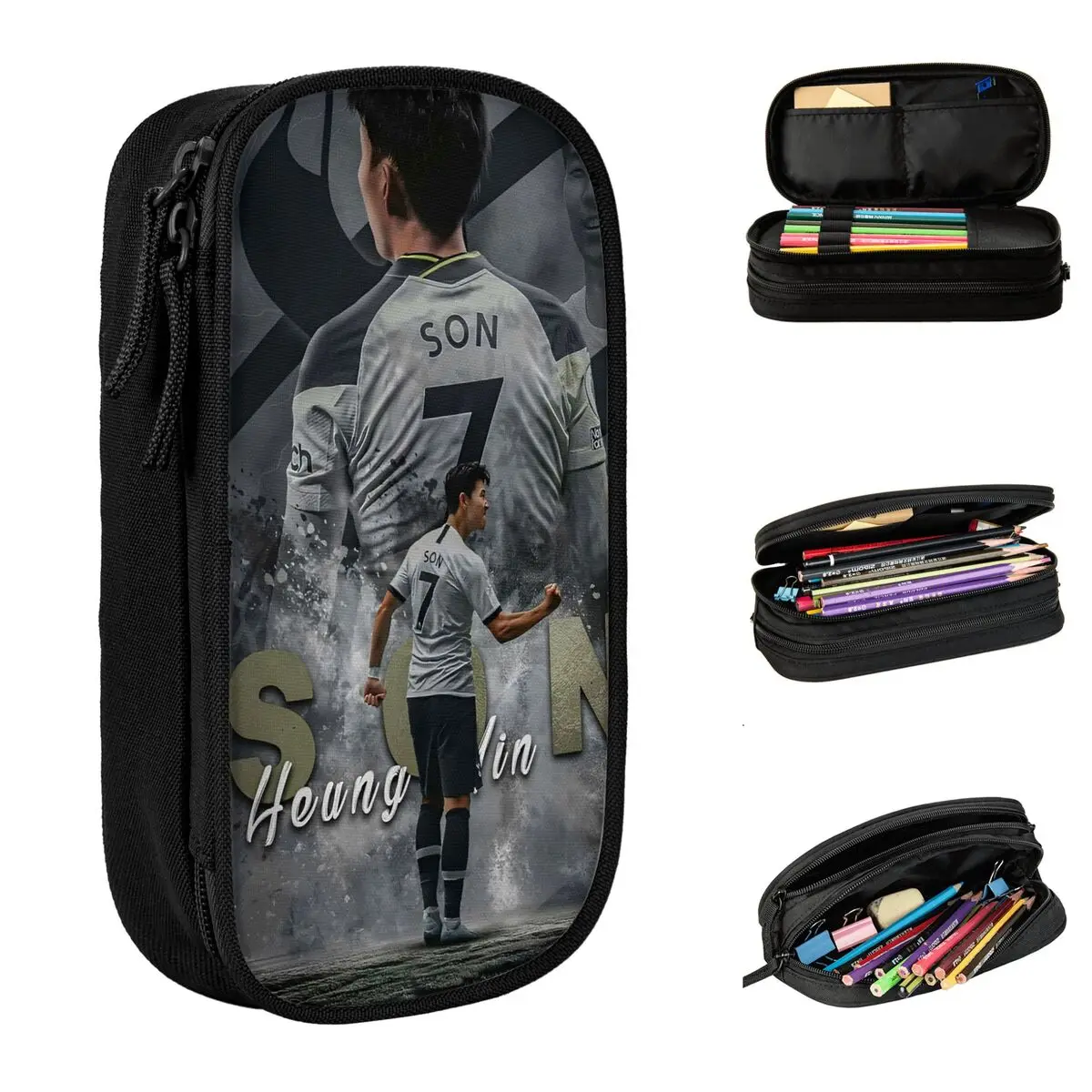

Creative Son Heung-Min Soccer Football Pencil Cases Number 7 Pencilcases Pen for Student Bag Students School Zipper Stationery