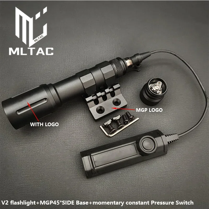 

Airsoft SF V2 Scout Light Tactical Hunting Flashlight LED 1300LM With Tail Cap Dual Function Pressure Switch And Oblique Mount