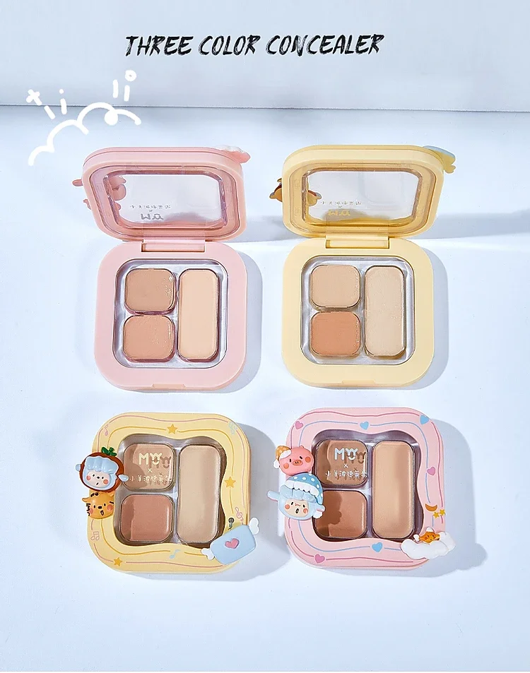 Cute lamb 3Color Concealer Cream Palette Moisturizer Cove Concealer Brighten Lasting Moisturizing Beauty Face Makeup