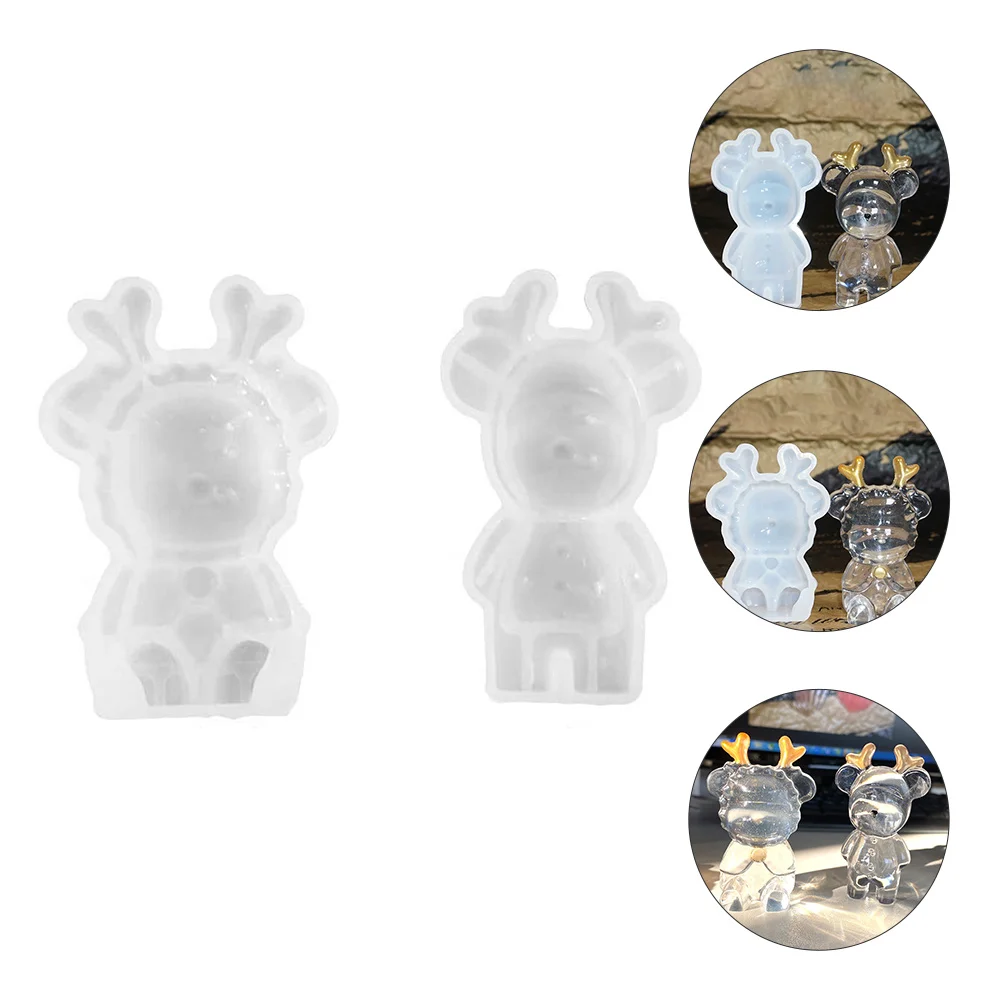 2 Pcs Elk Mold Crafts Making Christmas Molds Air Outlet DIY Silicone Shaped Silica Gel