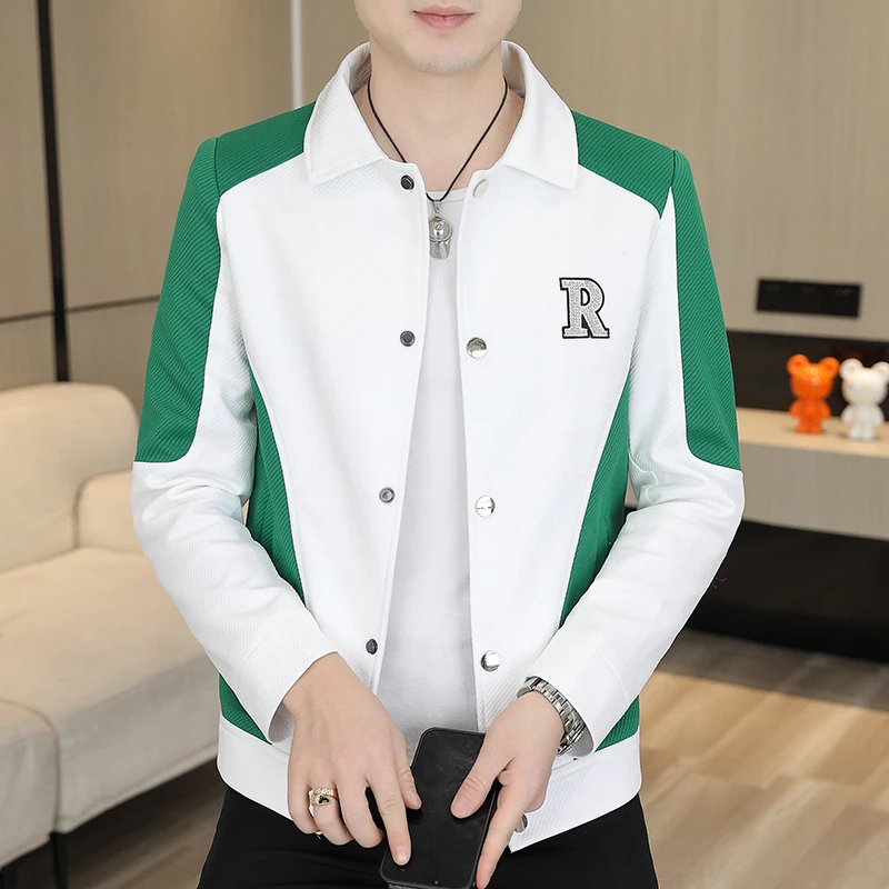 

Korean Fashion Spliced Men's Jacket 2025 Autumn Slim Fit Causal Jackets Versatile Business Social Short Coats Men Clothing