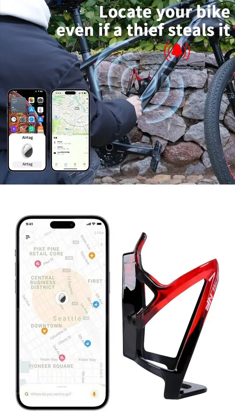 ESLNF Farbverlauf Fahrrad-Airtag-Halterung Versteckter Ortungsgerät-Fahrradflaschenhalter – Detail 4