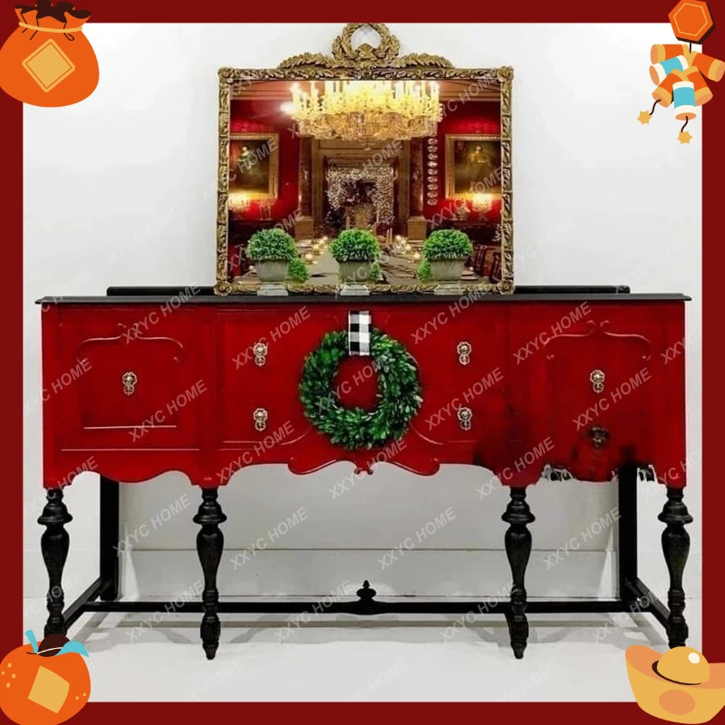 

solid wood retro porch cabinet entry light luxur foyer decorative side cabinet