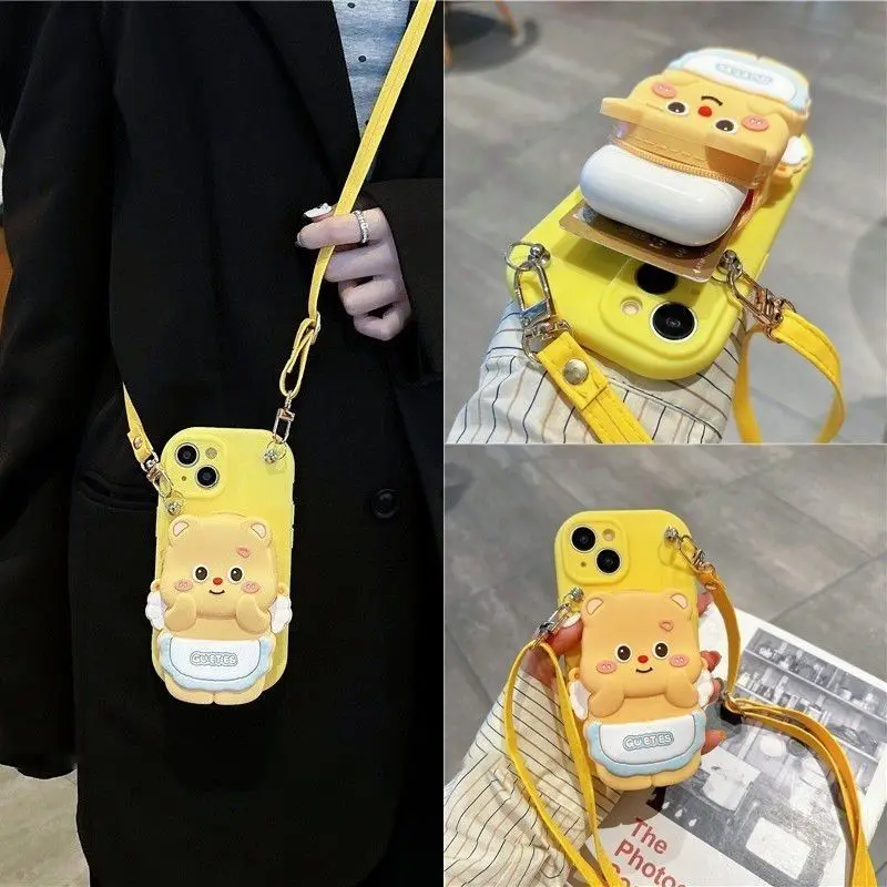 

Crossbody Necklace Cord Lanyards Bow Soft Case For iPhone 16 15 14 12 13 11 Pro Max X XR 7 8 plus Leather Wrist Silicone Cover