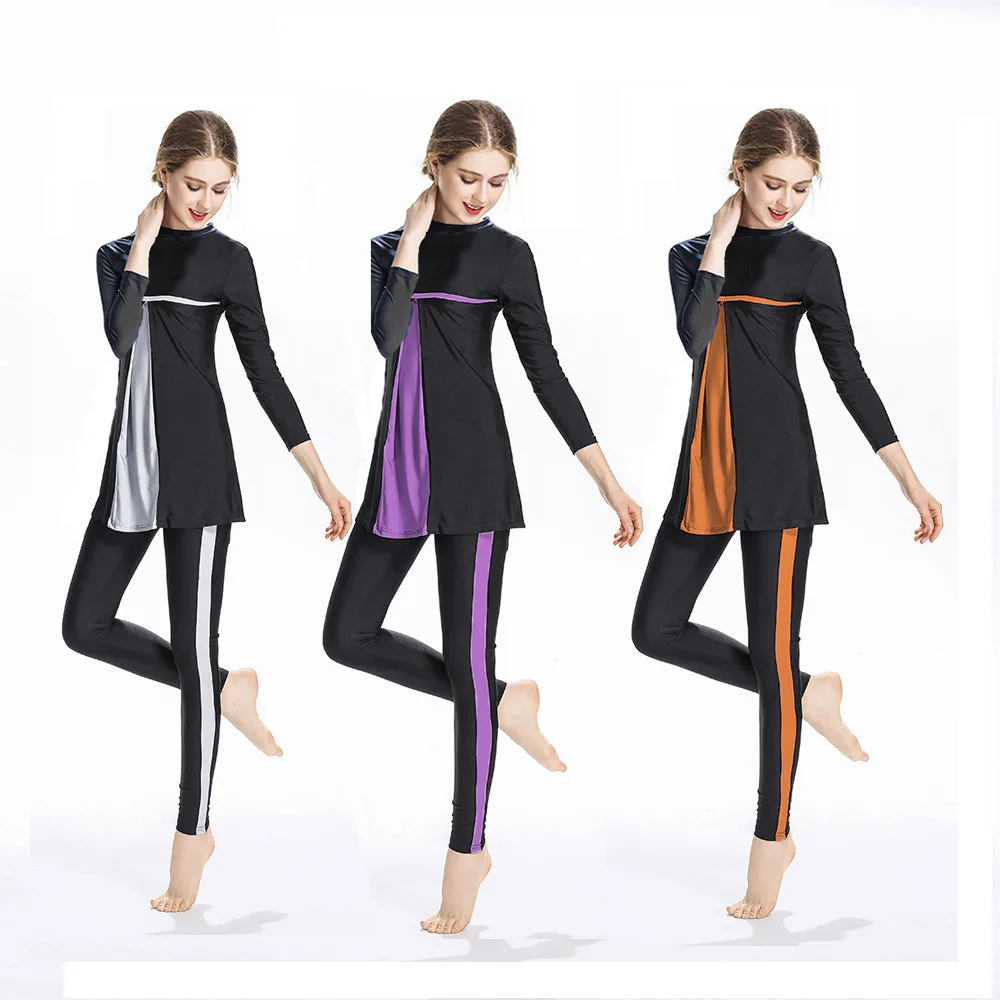 

Women Muslim Burkini Swimsuit Modest Swimwear Islamic Long Sleeve Full Cover Hijab Flower Dress Top Cap Swim Pants ​Bathing Suit