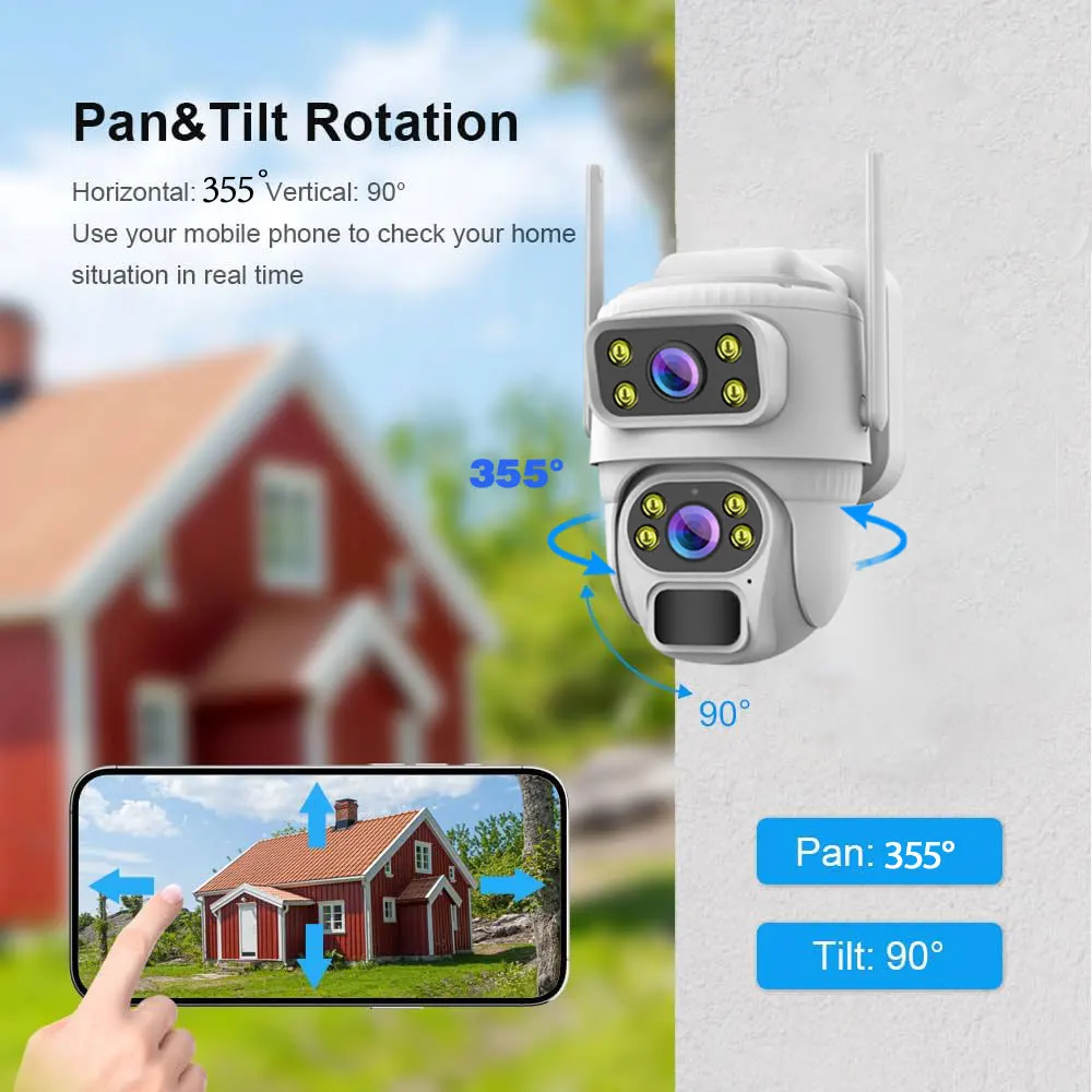 ICam 365 8MP 10x Zoom PTZ Telecamera solare Doppia lente esterna con pannello solare CCTV Telecamera di sicurezza per sorveglianza
