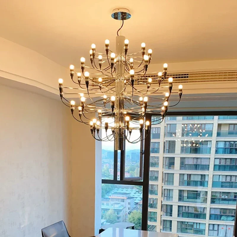 High-grade atmosphere living room chandelier in the stairwell of the fruit lobby hotel villa in midsummer