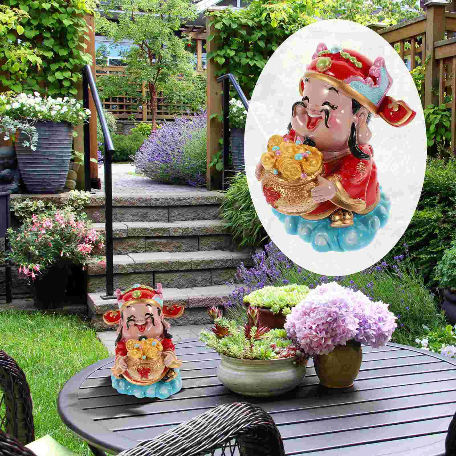 

God of Wealth Ornaments Birthday Gift Desktop Tabletop Idol Statues Resin Photography Props Office Decoration Auspicious