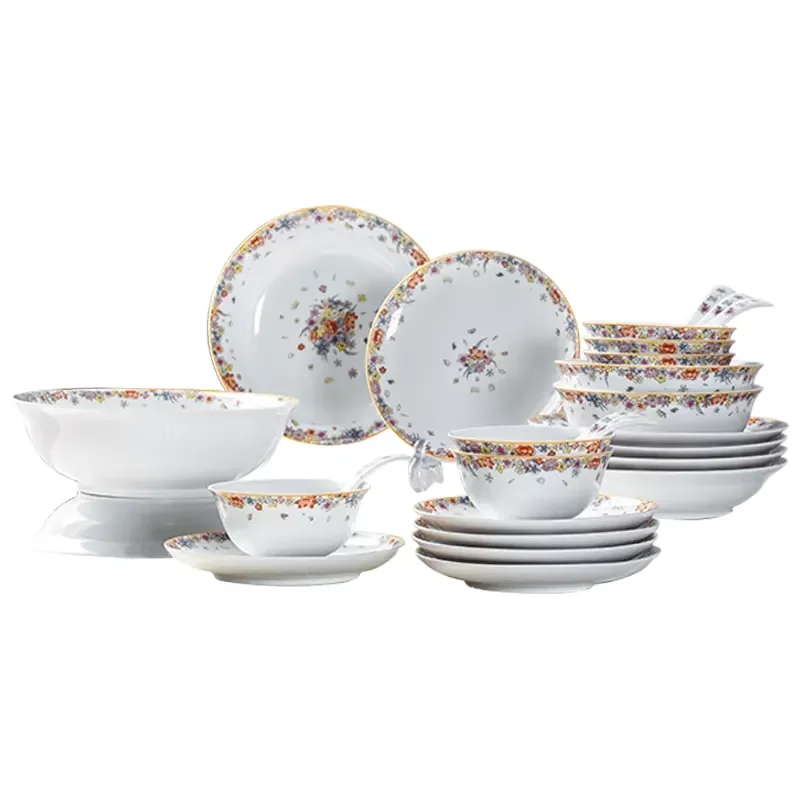 28 Plate Dish Spoon Bowls China Plates Sets Dinnerware Full Ceramic Porcelain Set Ceramic Tableware for