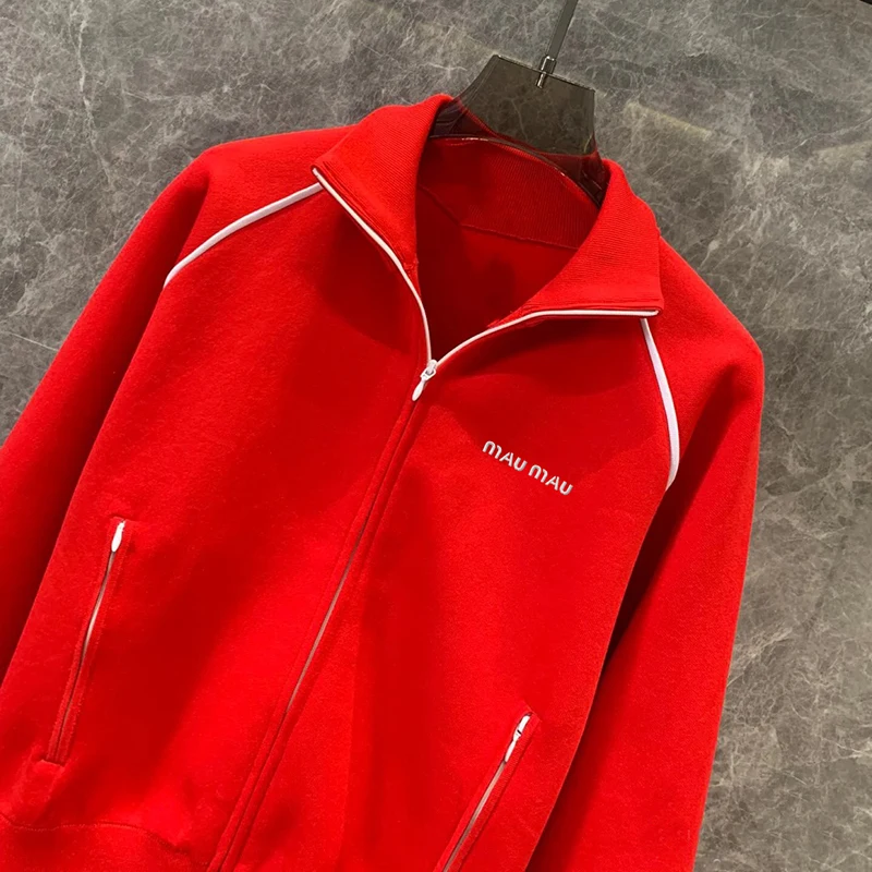 Rotes Reißverschluss-Sweatshirt Jaet Casual School Sle Girl's Faion Oberbekleidung Offene Strickjacke Long Sve Loose Fit für Damen