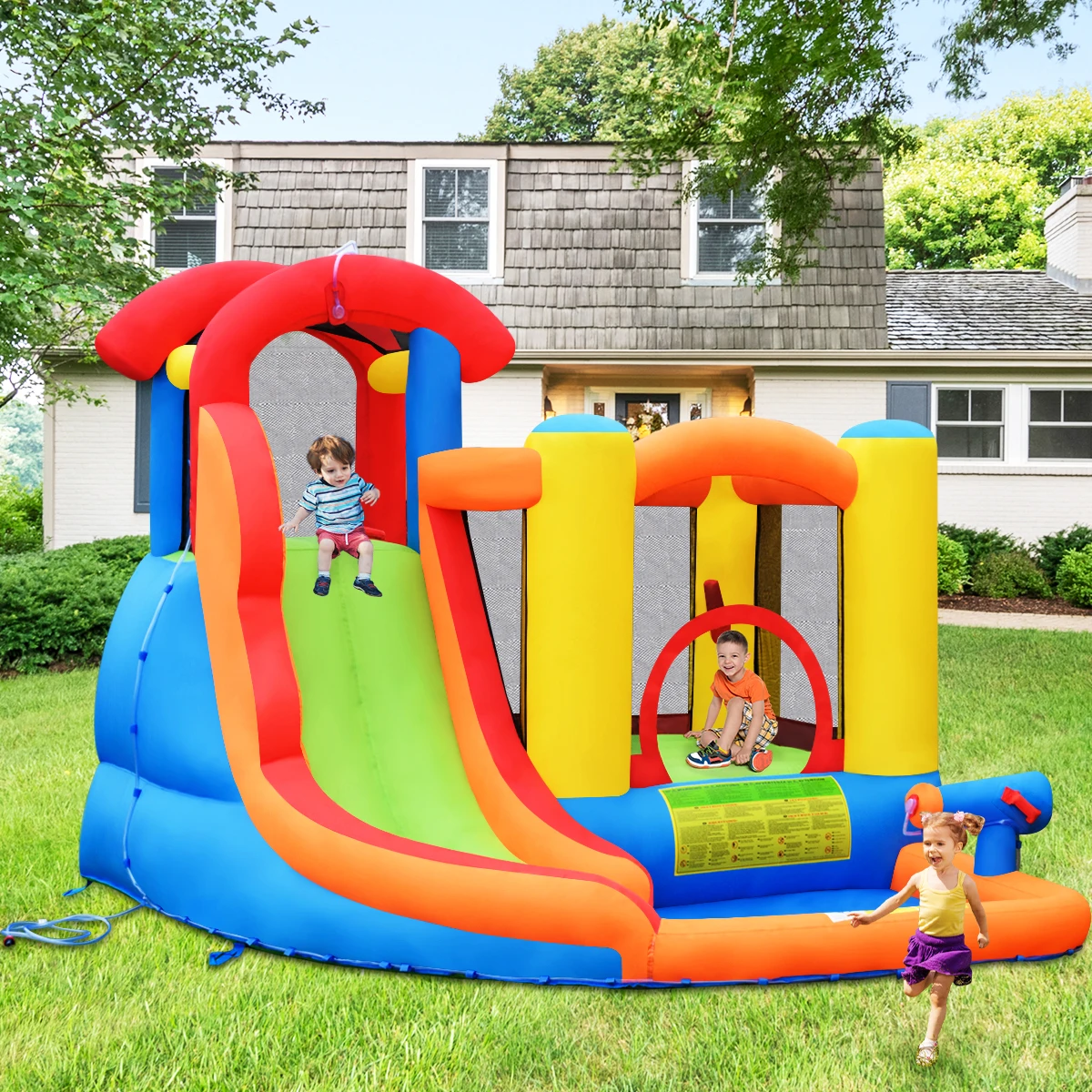 Aufblasbare Bounce House Wasser rutsche mit Kletterwand Splash Pool Wasserwerfer