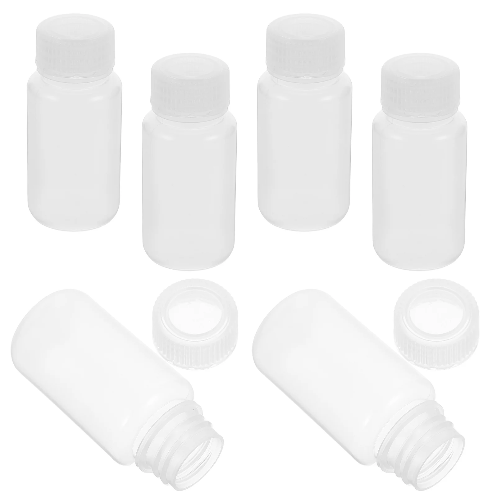 

6Pcs Chemical Reagent Bottles Wide Mouth Sealed Sample Containers High Temperature Resistant Laboratory Bottles