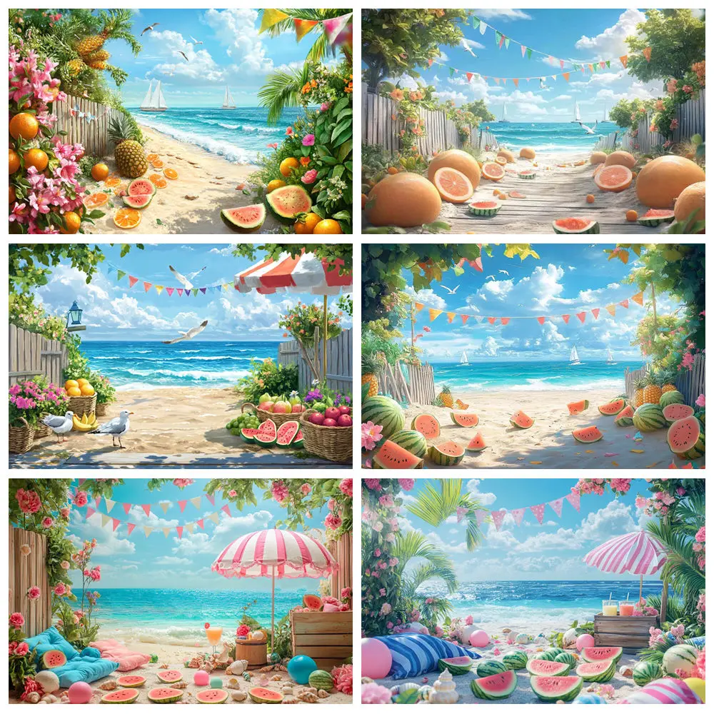 pano-de-fundo-de-praia-de-verao-para-fotografia-guarda-sol-de-frutas-veleiro-travesseiro-floral-decoracao-de-festa-de-ferias-para-criancas-banner-de-fundo-de-foto