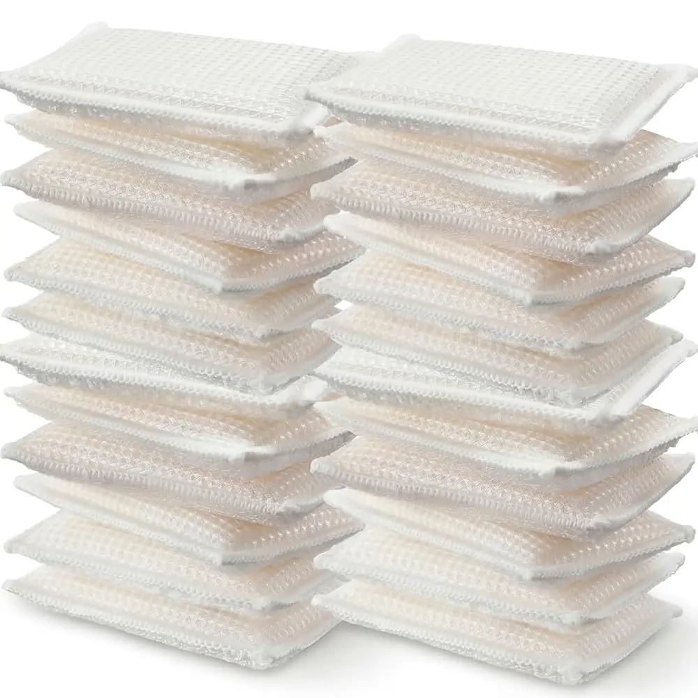 

20 Pack Kitchen Bamboo Dish Sponges Cleaning Sponges Reusable Natural Pads Absorbent Non Scratch for Washing Dishes Pots and