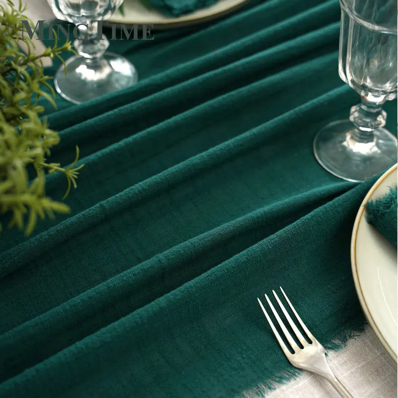 2 -10 Meters Cotton Table Runner Retro Textured Gauze Cloth Vintage Linen for Dining Weddings Party Christmas Decoration