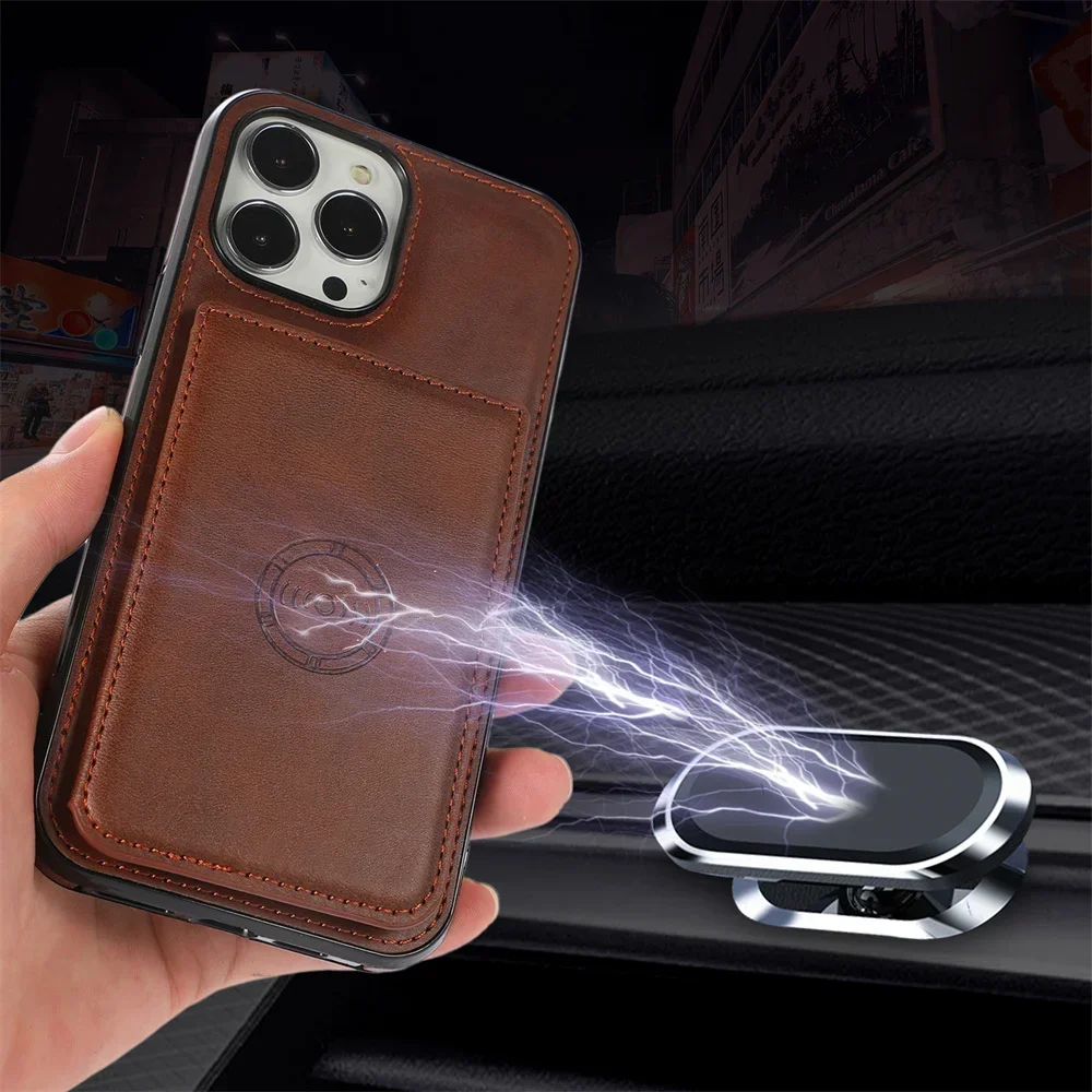 Magnetic Flip Wallet Phone Case For iPhone 13 12 Mini 16 15 Plus 14 11 Pro XS Max XR X Credit Card Holder Leather Cover