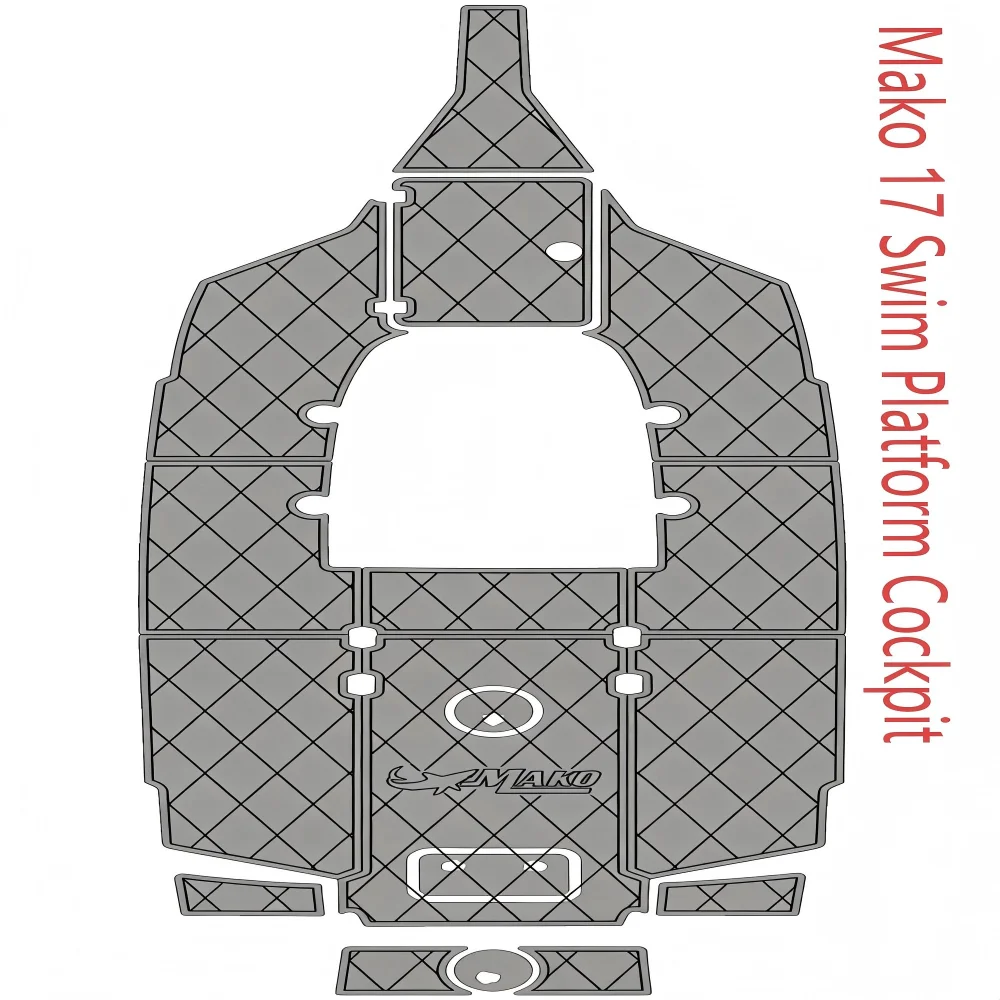 

Mako 17 Swim Platform Cockpit Pad Boat EVA Foam Faux Teak Deck Floor Mat SeaDek Style Self Adhesive