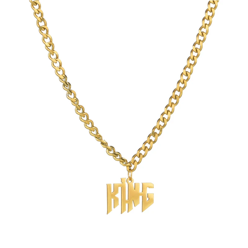 Goxijite Customized Letter Big Pendant For Men Women Stainless Steel Personalized Name Necklace Thick Chain Best Jewelry Gift