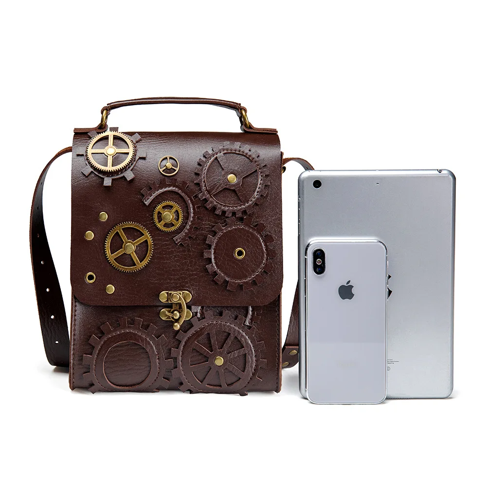 Bolso de estilo Retro Steampunk para mujer, bandolera de un hombro para motocicleta, tarjetero, cartera, bolso cruzado, sacoche