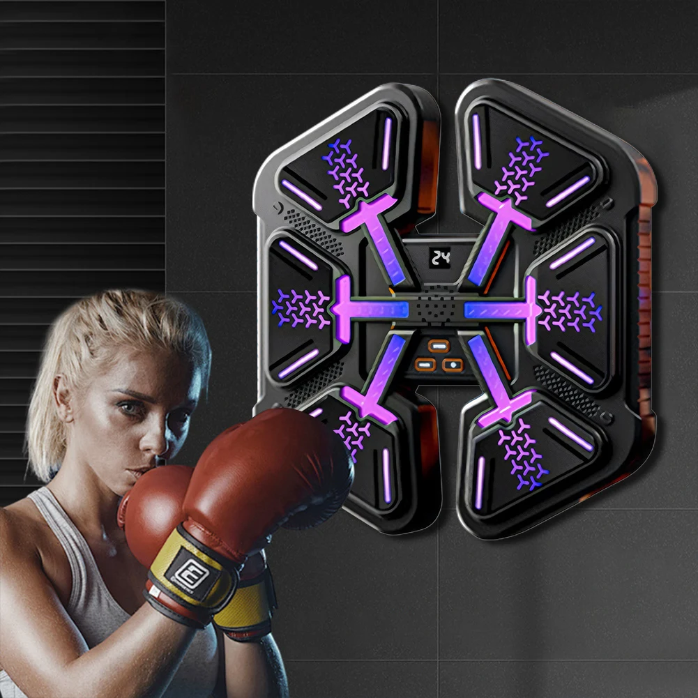 Music Boxing Machine Indoor Boxing Trainer Adjustable Speed Music Boxing Puncher Type C Charging Wall-Mounted for Adults Kids