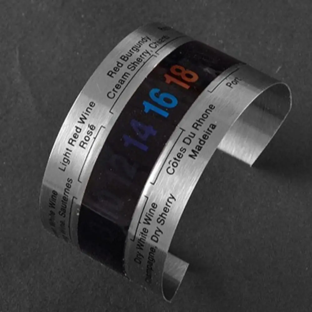 4 Pcs Stainless Steel Wine Thermometer LCD Display Clip LCD Temperature-changing Bottle Snap Thermometer Bracelet Beverage Tool