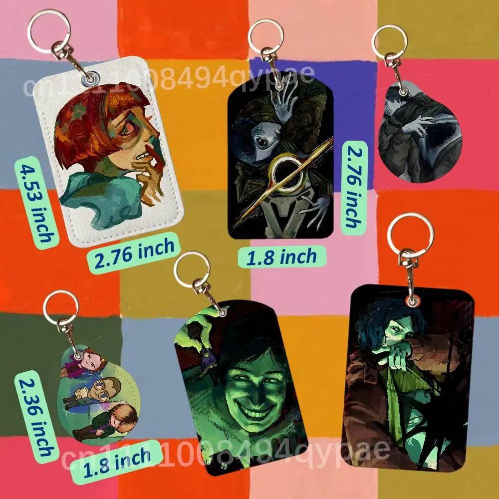 No I Am Not A Human Leather Access Card Case Anti-lost Anti-fall Card Holder Keychain Accessories Fingerprint-proof Key Tag Ring