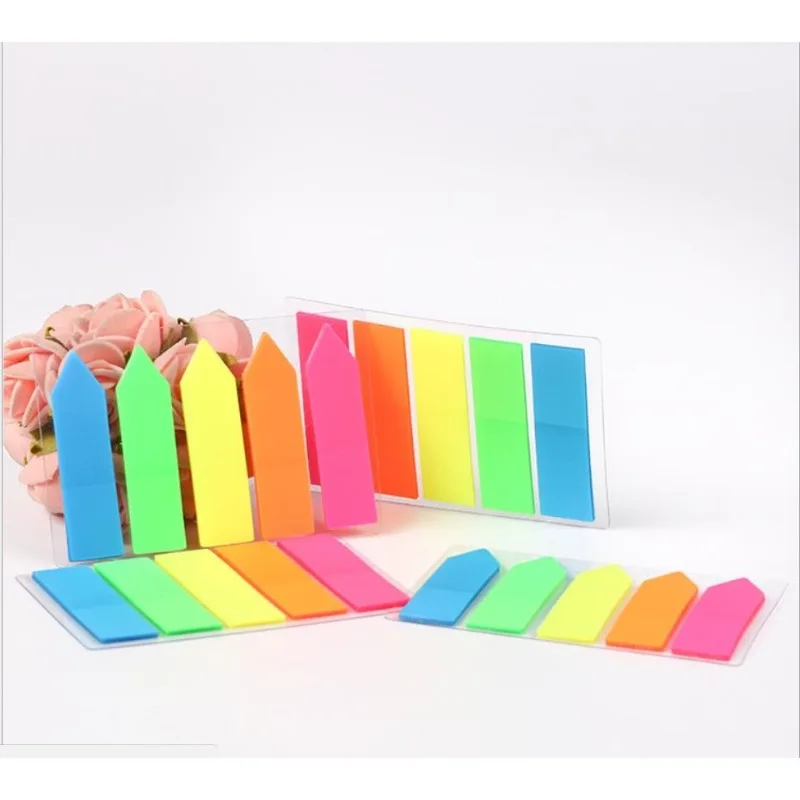 2-1Sets Candy Color Transparent Sticky Notes Memo Pad Notes Index Self -Adhesive Tabs Sticker Stationery School Office Supplies