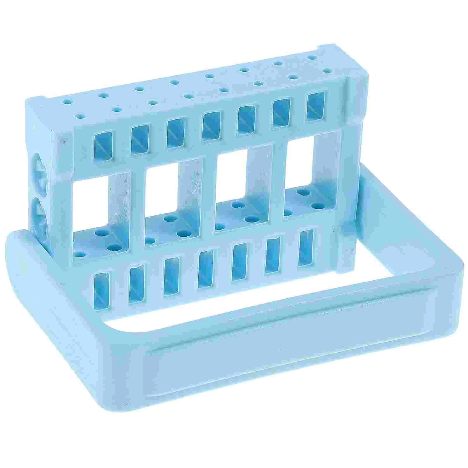 

16 Holes Nail Drill Bit Grinding Head Holder Manicure Organizer Storage Box Blue