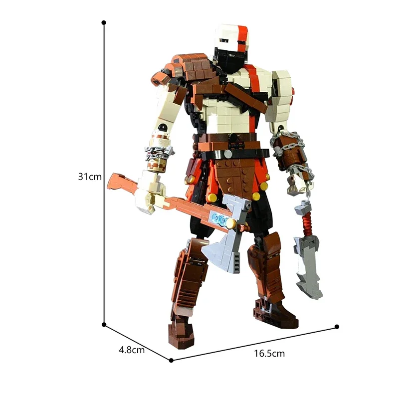 MOC- 192904   Juego clásico Robot de batalla Kratos, conjunto de bloques de construcción Gods Wars Mech Warrior, modelo DIY, rompecabezas para niños, juguetes, regalo de cumpleaños